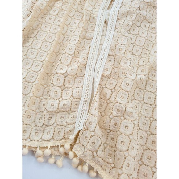 Asha Cover Up Blouse Womens‎ Cream Sheer Lace Top Southwest Crochet Boho Beach - Picture 8 of 8